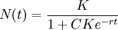 N(t) = \frac{K}{1+ C K e^{-rt}}