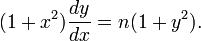 (1+x^2) \frac{dy}{dx} = n (1+y^2).